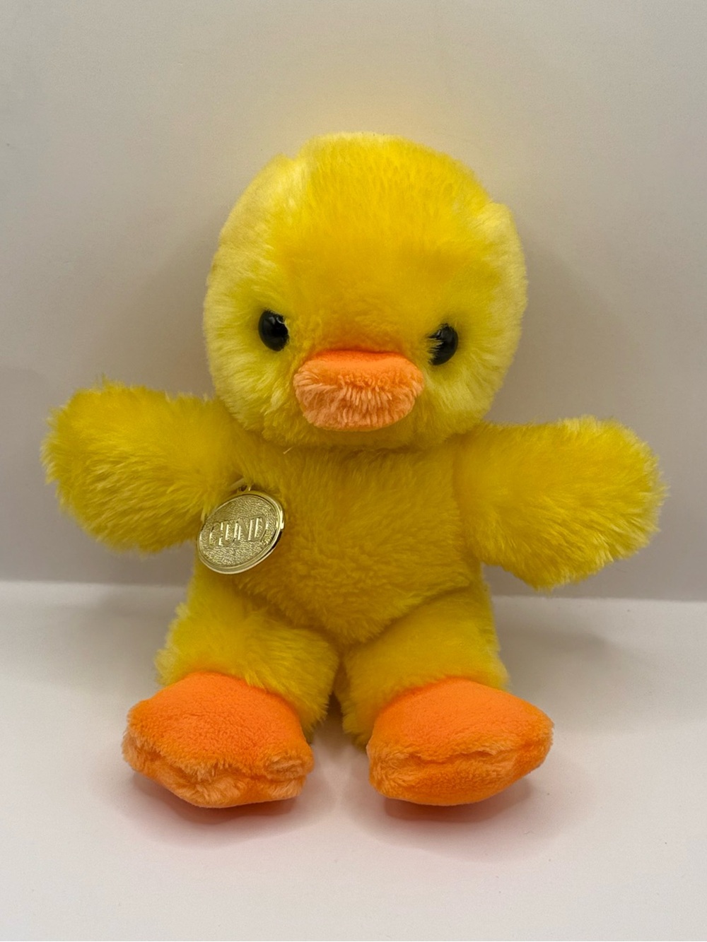 Vintage GUND Fluffy Sunshine Yellow Chick Duck Stuffed Animal Plush 1976